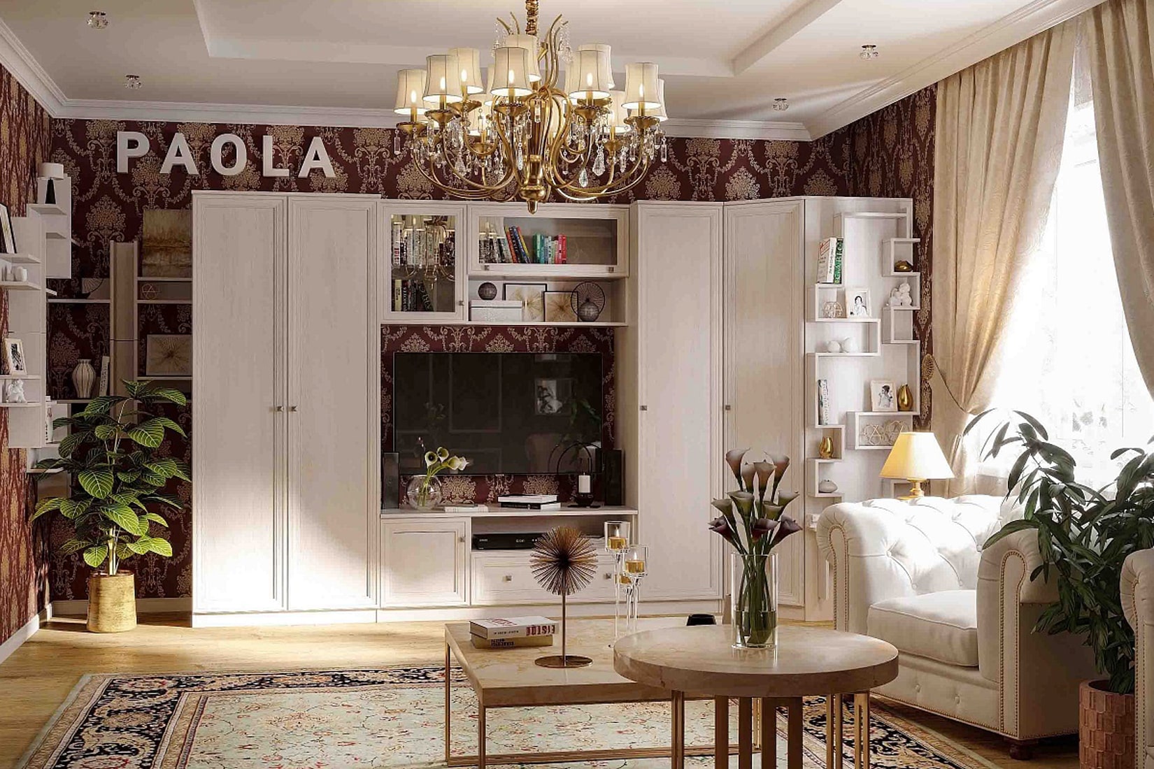 PAOLA гостиная модульная ясень анкор светлый