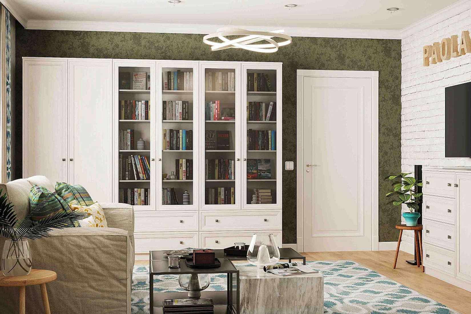 PAOLA гостиная модульная ясень анкор светлый