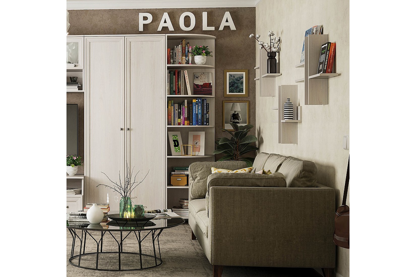 PAOLA гостиная модульная ясень анкор светлый