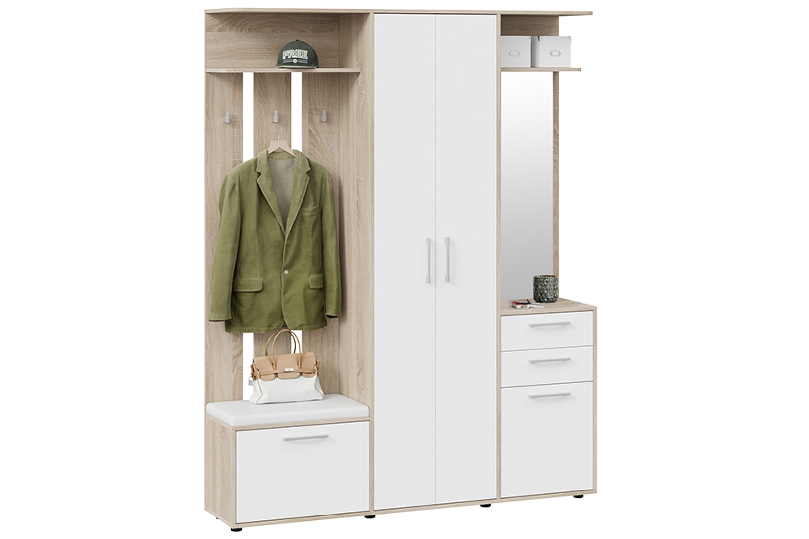 Витра прихожая Дуб сонома/Белый ясень