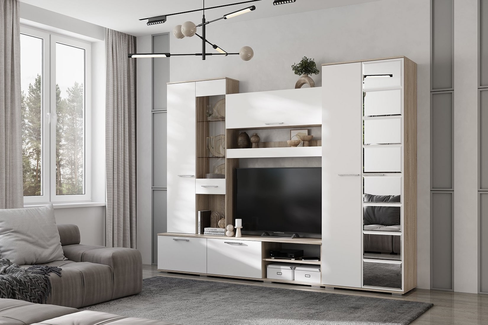 Флай гостиная (БТС) Дуб сонома/Белый