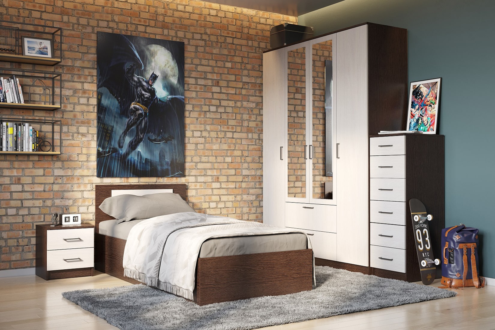 Виста 1 спальня и подростковая комната Венге/Ясень анкор светлый