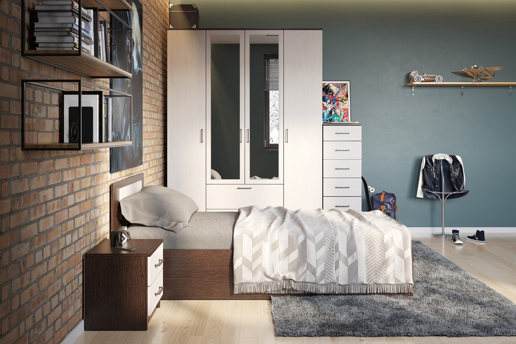 Виста 1 спальня и подростковая комната Венге/Ясень анкор светлый