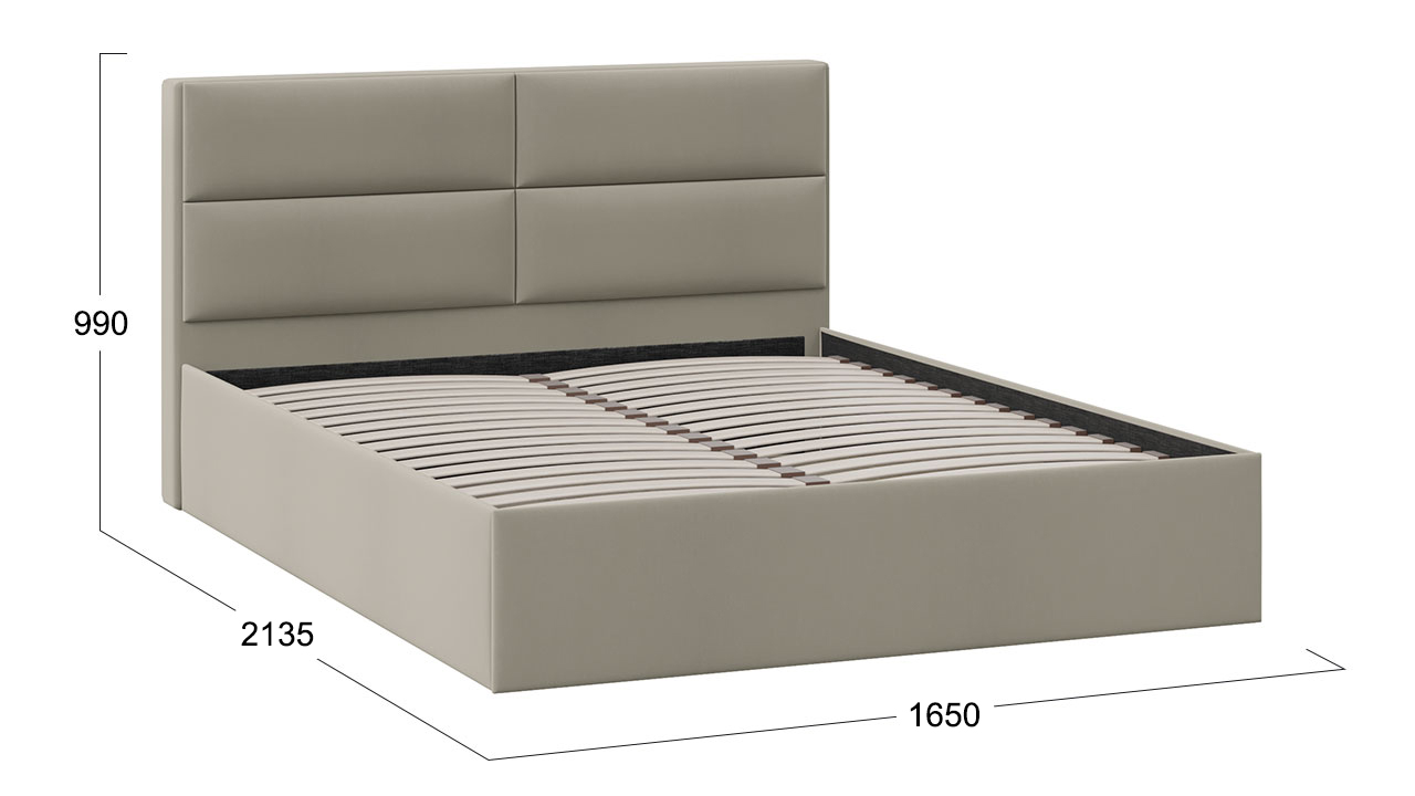 Кровать 160 «Глосс» с ортопедическим основанием Велюр Мокко тёмный