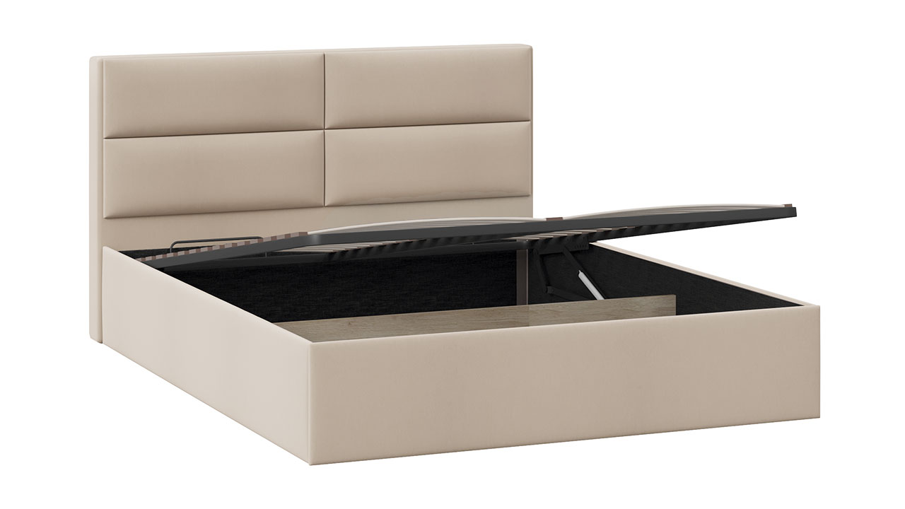 Кровать 160 «Глосс» с подъемным механизмом Велюр Мокко светлый