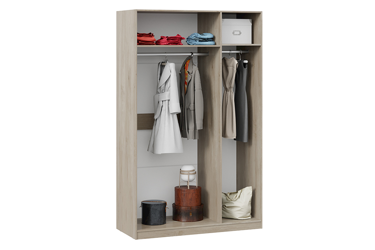 Шкаф комбинированный с 2 дверями со стеклом и 1 зеркальной дверью «Глосс»