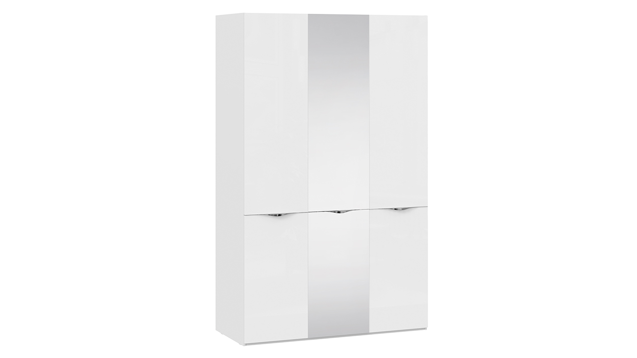 Шкаф комбинированный с 2 дверями со стеклом и 1 зеркальной дверью «Глосс»