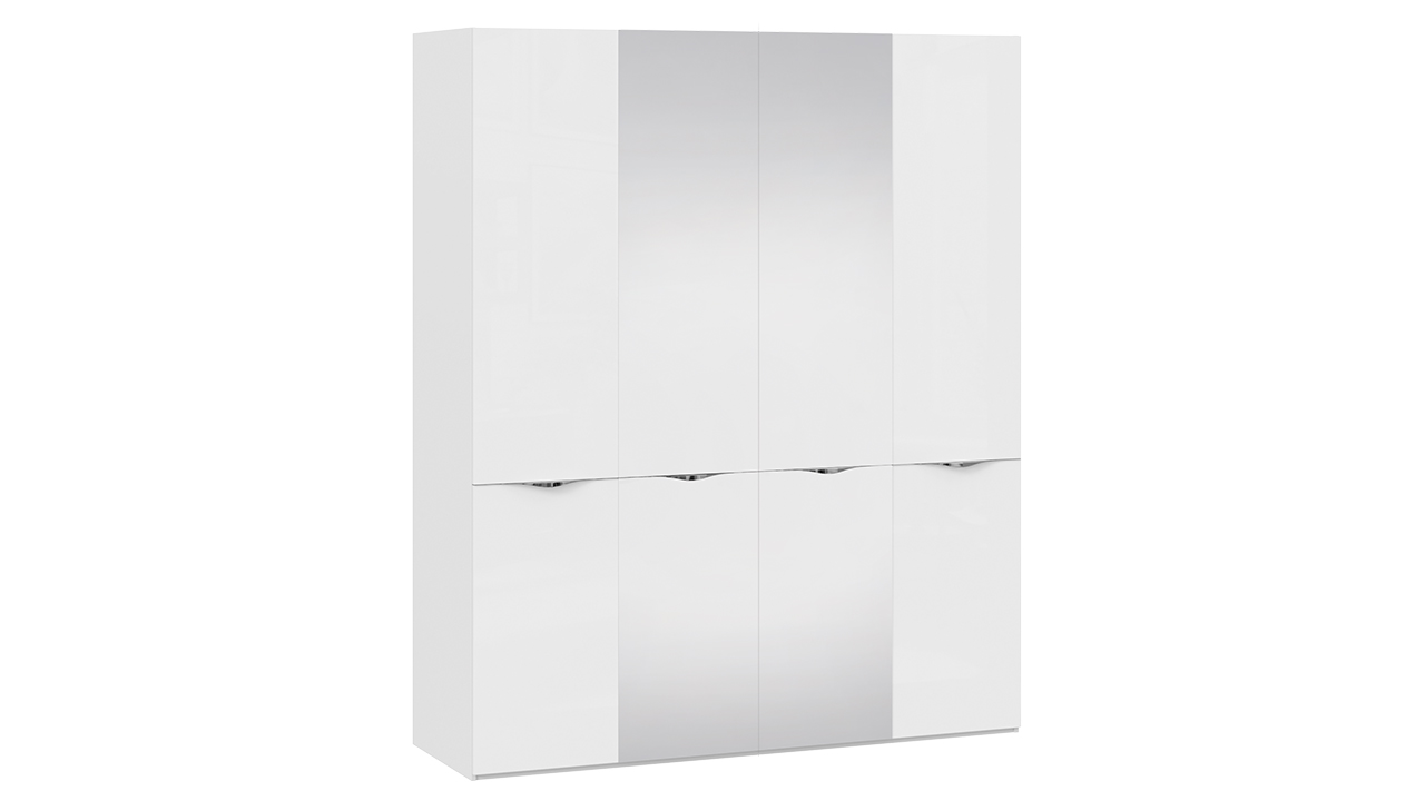 Шкаф комбинированный с 2 дверями со стеклом и 2 зеркальными дверями «Глосс»