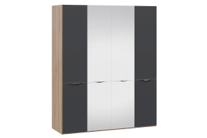 Шкаф комбинированный с 2 дверями со стеклом и 2 зеркальными дверями «Глосс»
