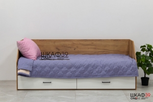 Кровать 800 2 Ящика с ЛДСП настилом дуб золотой/белый