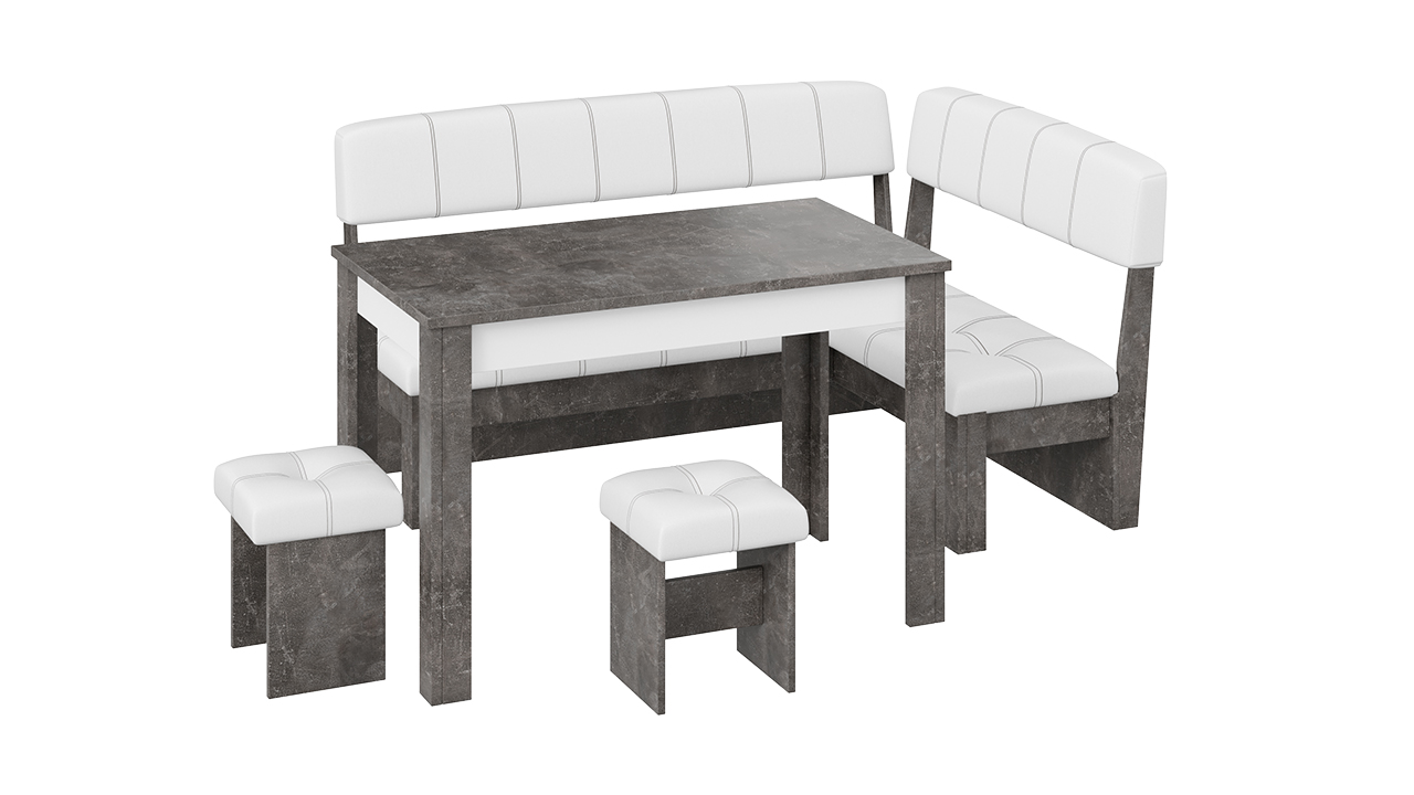 Кухонный уголок «Альфа» Ателье темный/Белый