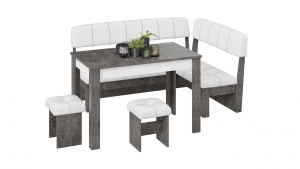 Кухонный уголок «Альфа» Ателье темный/Белый