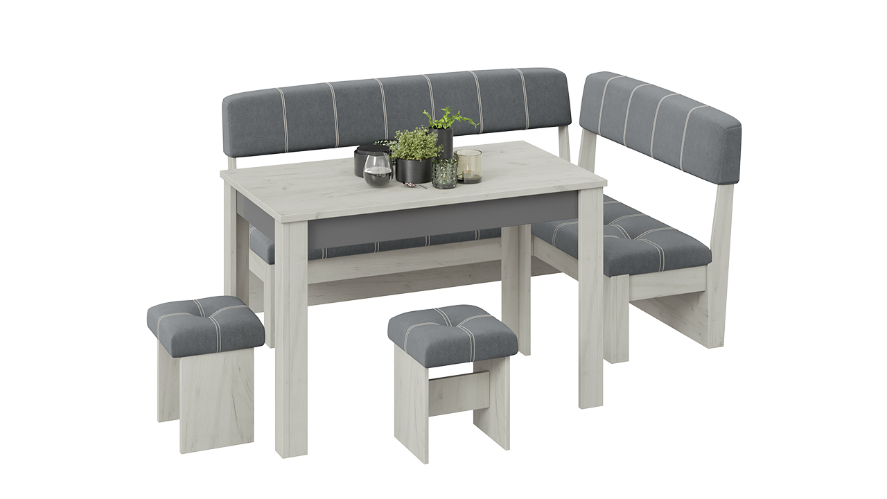 Кухонный уголок «Альфа» Дуб Крафт белый/Серый