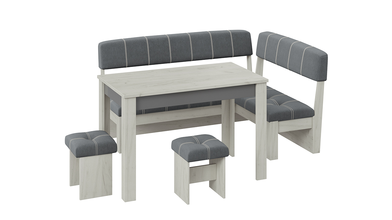 Кухонный уголок «Альфа» Дуб Крафт белый/Серый