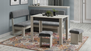 Кухонный уголок «Альфа» Дуб Крафт белый/Серый