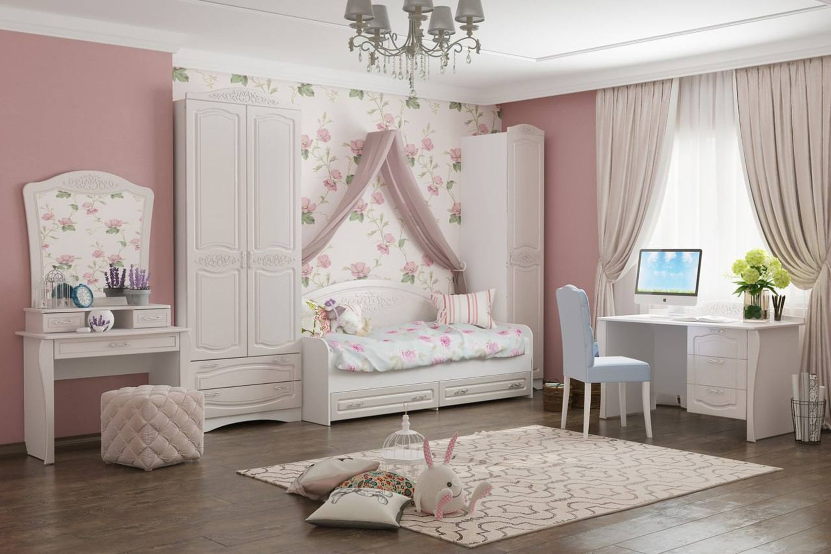 Виола 2 спальня модульная Белый/Ясень жемчужный