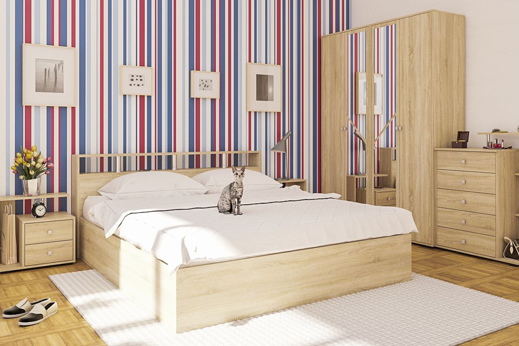 Камелия спальня модульная Дуб сонома