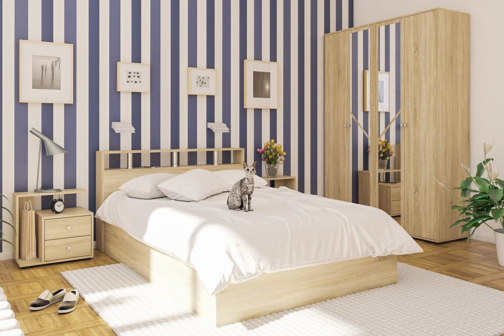 Камелия спальня модульная Дуб сонома