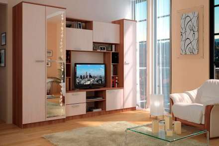 Стенка в гостиную Флора, ясень шимо