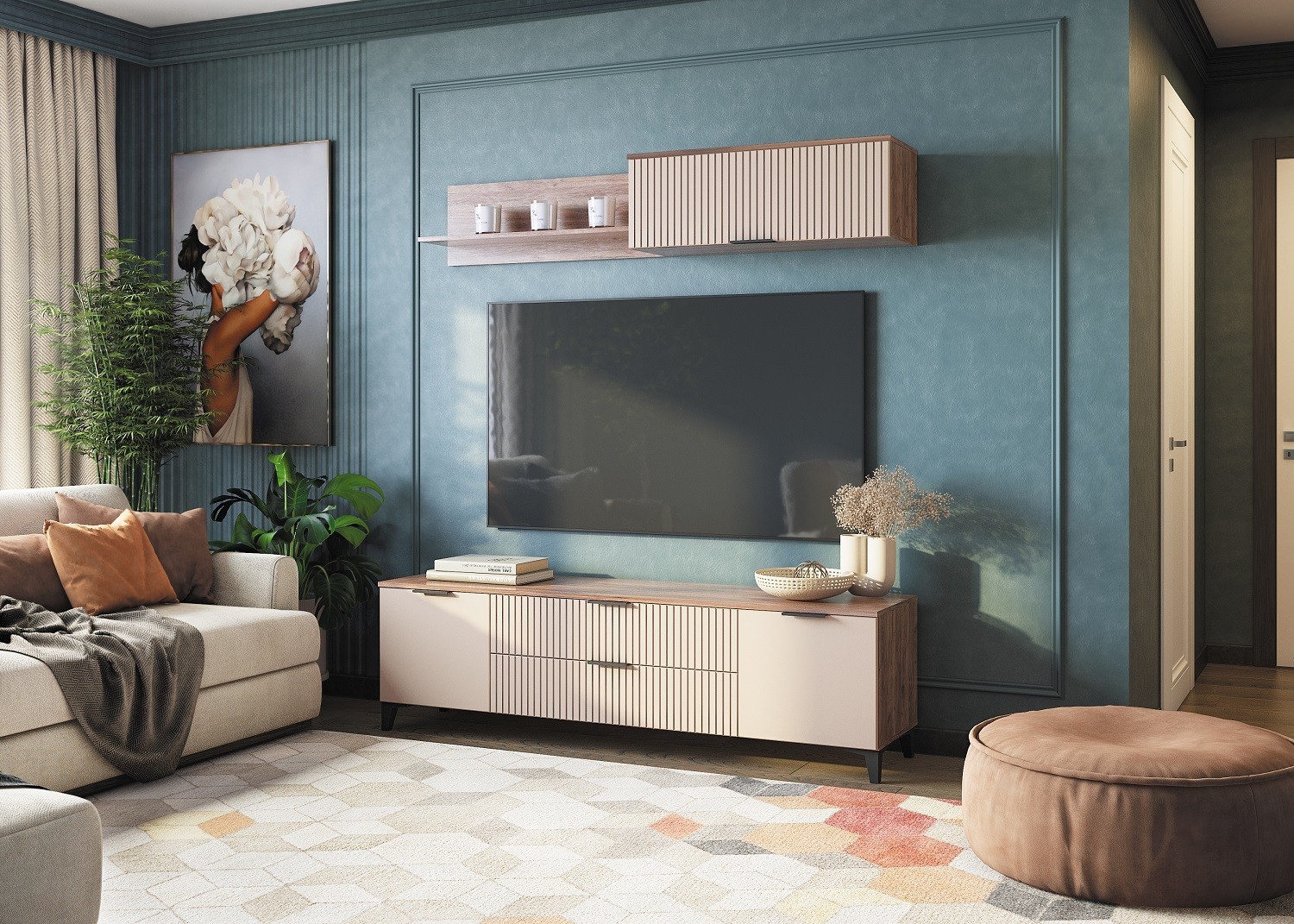 Тоскана гостиная модульная Дуб табачный/Бисквит