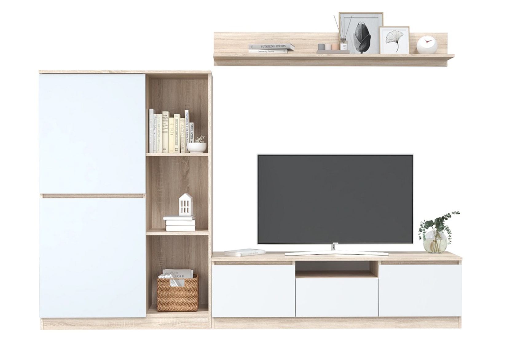 Лори гостиная модульная Дуб крафт серый, Дуб сонома/Белый