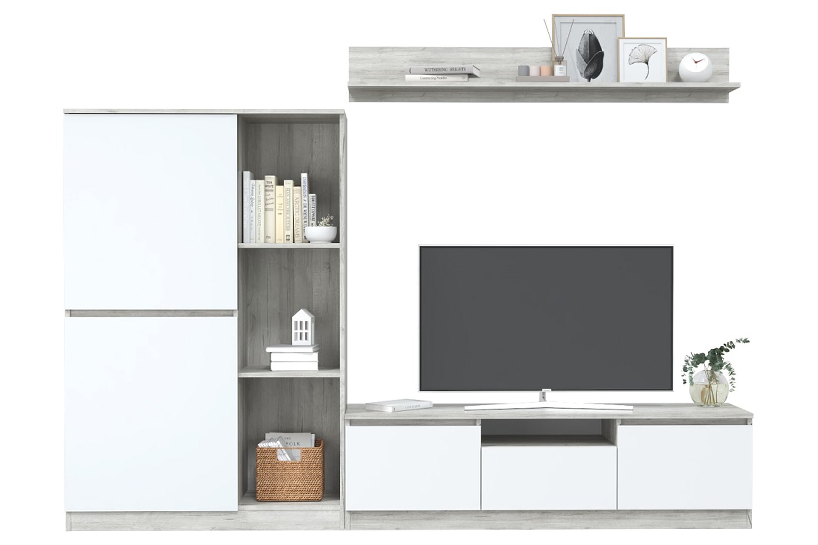 Лори гостиная модульная Дуб крафт серый, Дуб сонома/Белый