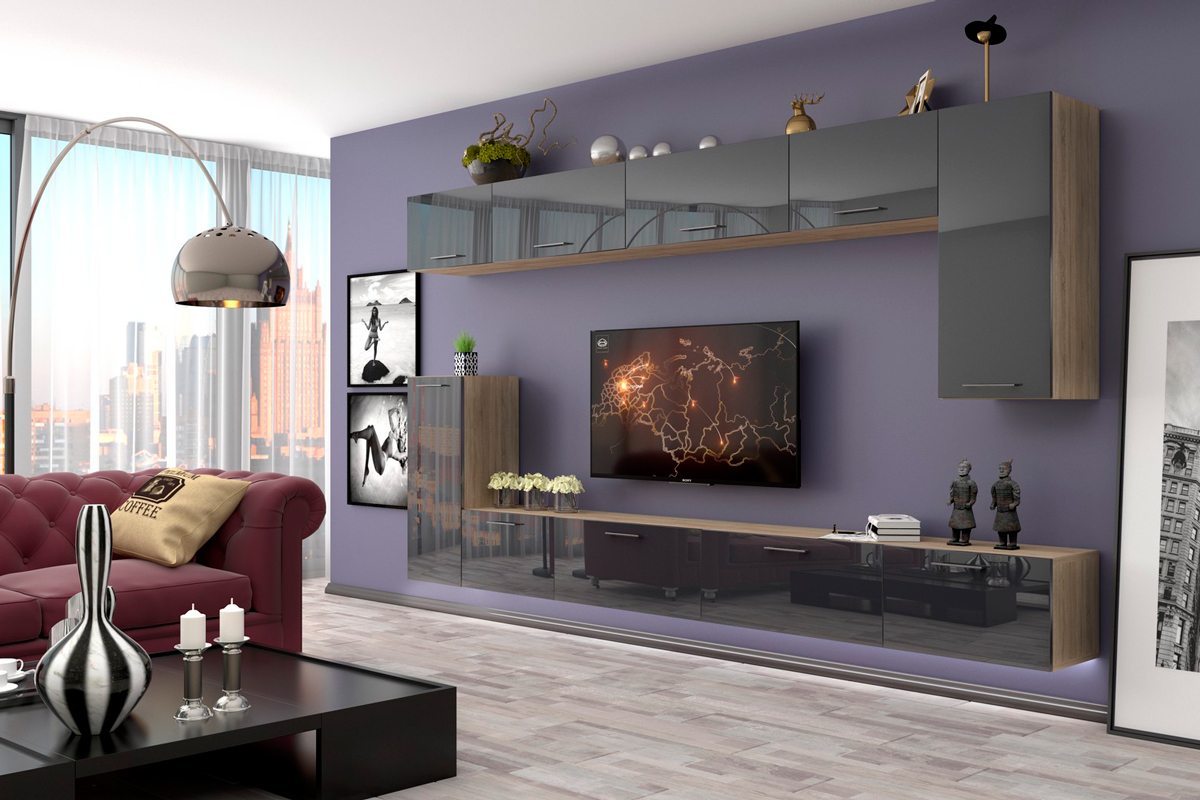 Гостиная LUCIDO (Дуб Сонома/Антрацит глянец)