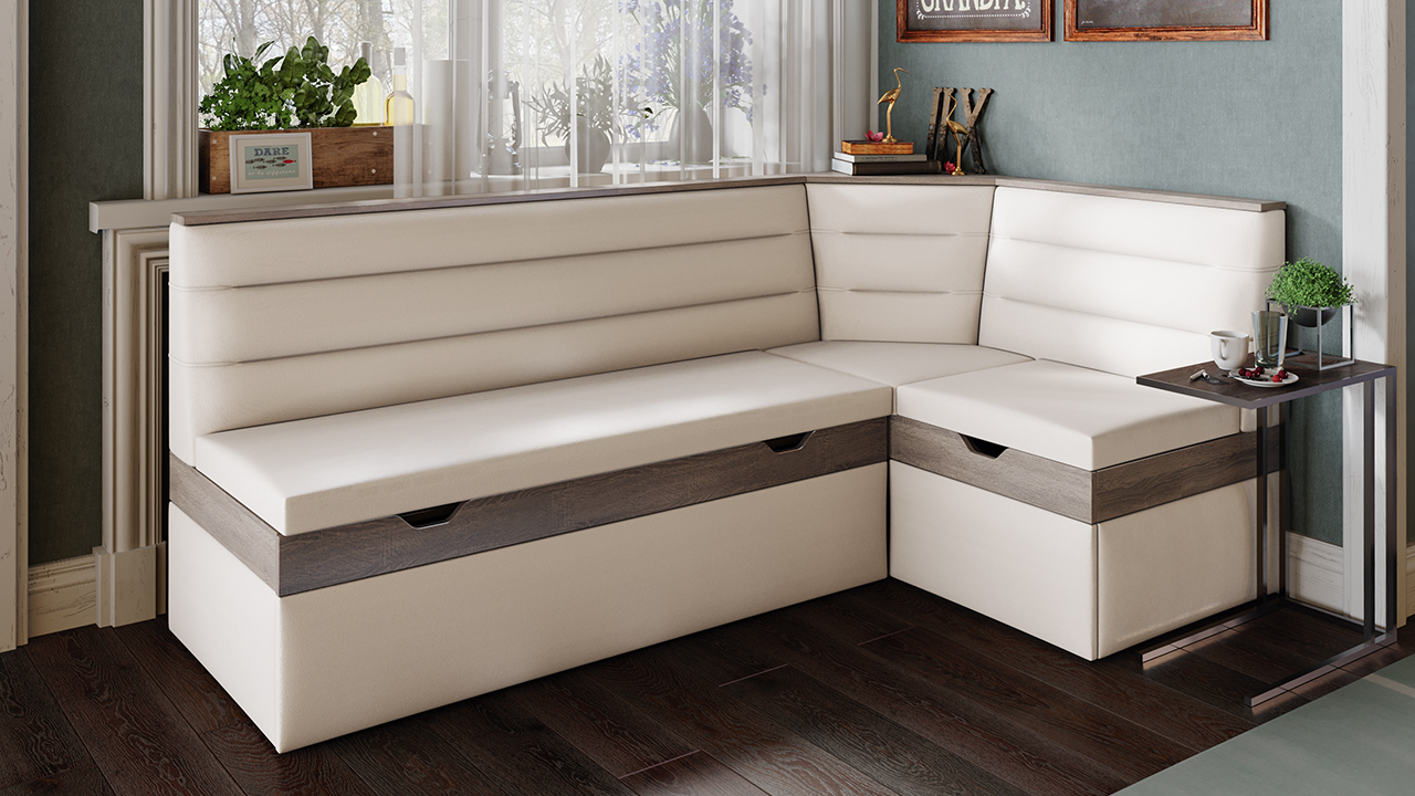 Корсика диван кухонный со спальным местом Дуб сонома трюфель/Кожзам Nitro Cream