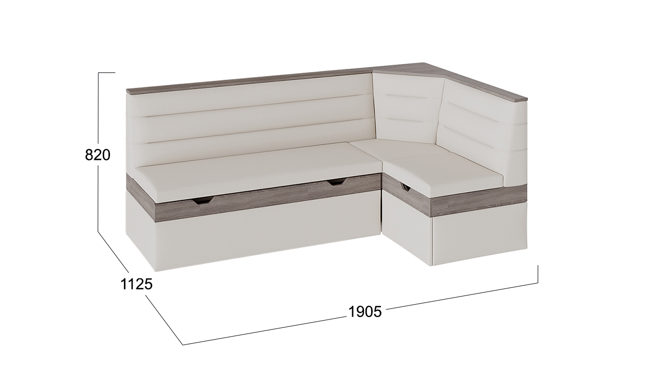 Корсика диван кухонный со спальным местом Дуб сонома трюфель/Кожзам Nitro Cream