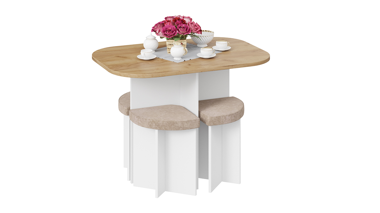 Олимп Обеденная группа Дуб крафт золотой/Белый