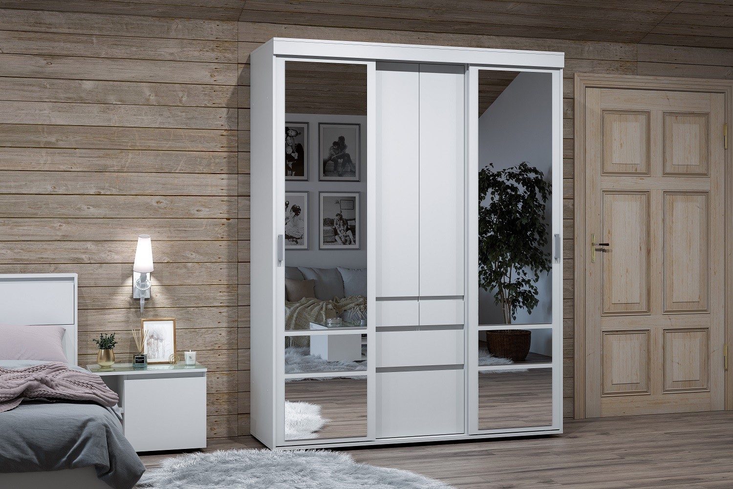 Герда спальня, гостиная, прихожая модульная  Белый/Дуб золотой