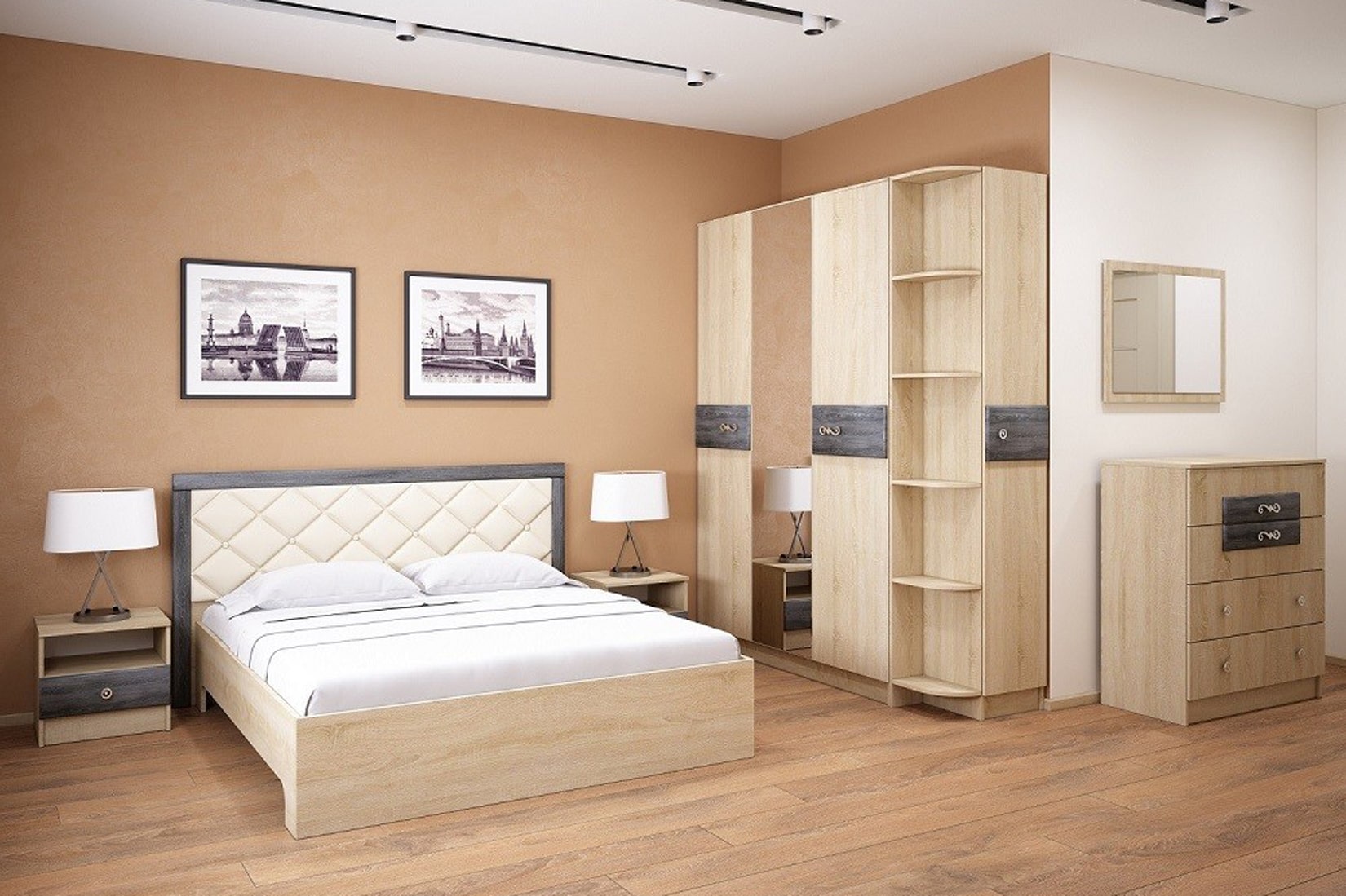 Мадлен спальня модульная Дуб сонома/Дуб шале серебро