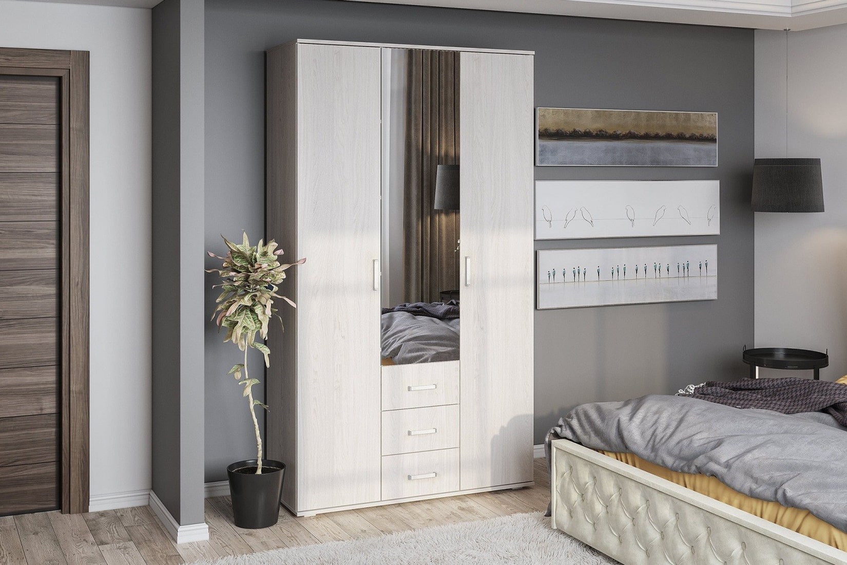 Белла спальня и гостиная Ясень белый