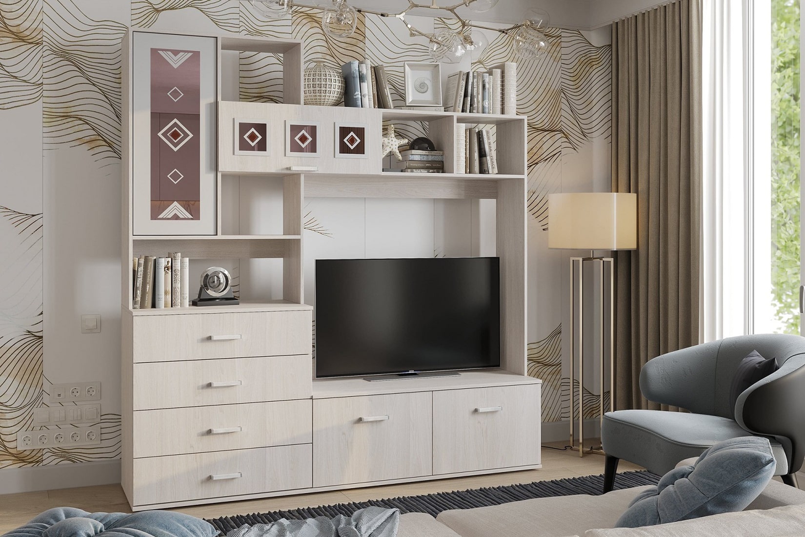 Белла спальня и гостиная Ясень белый