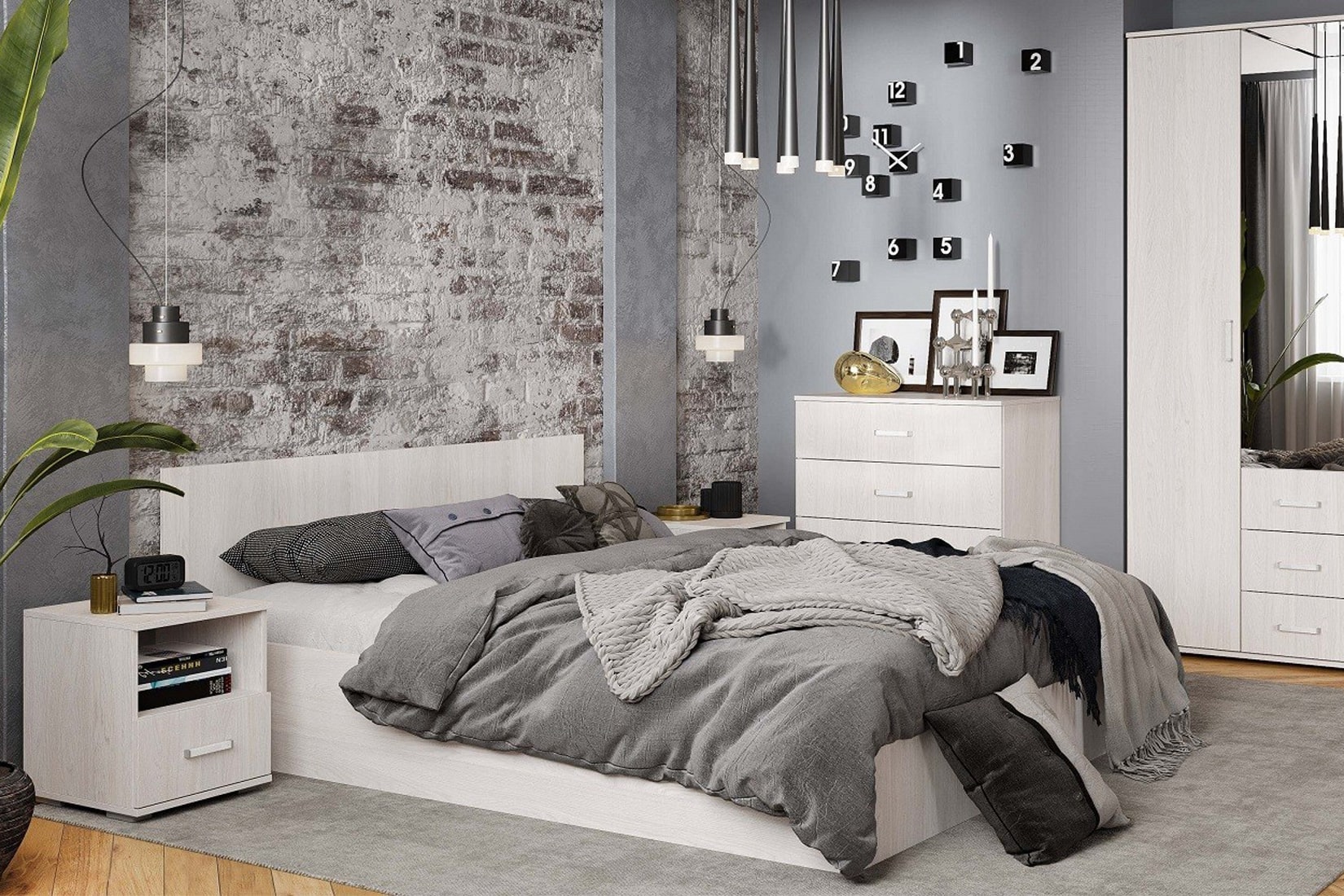 Белла спальня и гостиная Ясень белый