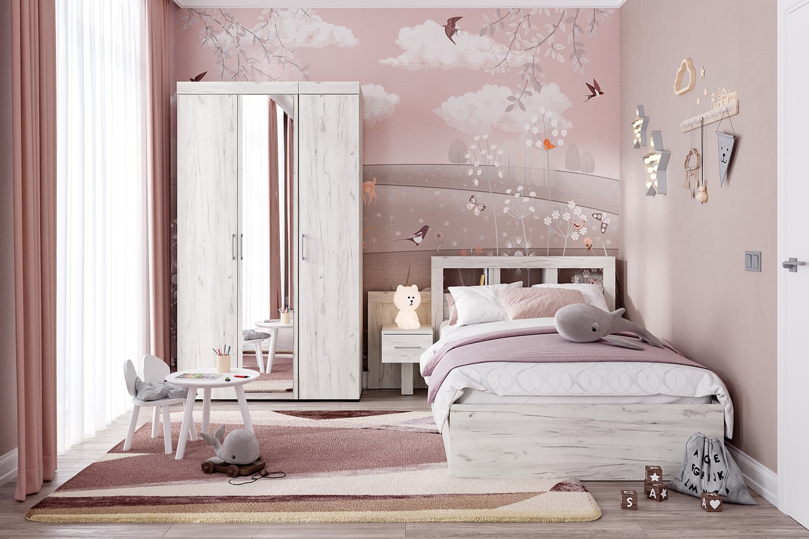 Гранд спальня модульная Дуб крафт белый