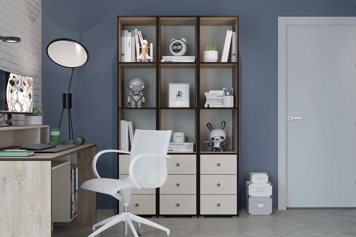 Акита спальня детская модульная Дуб эндгрейн/Миндаль