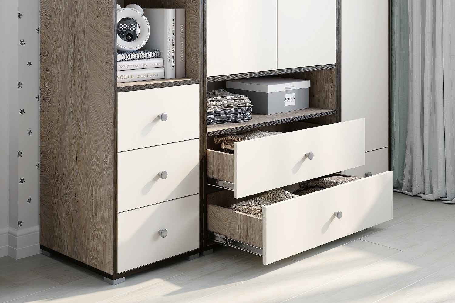 Акита спальня детская модульная Дуб эндгрейн/Миндаль