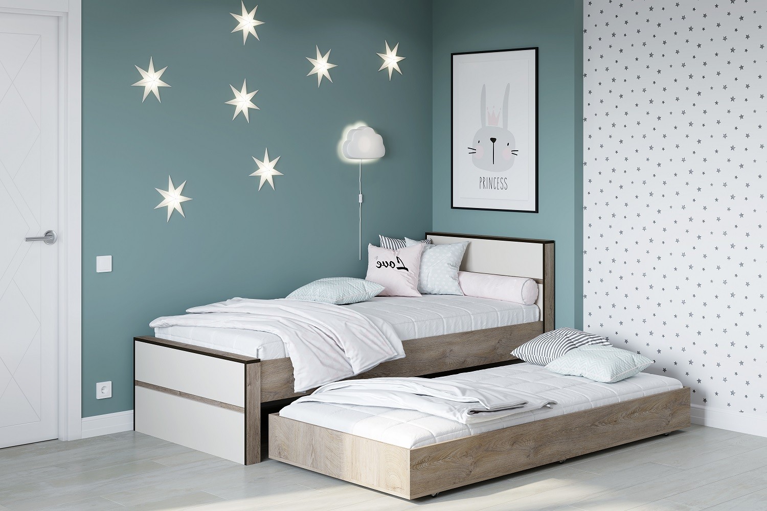 Акита спальня детская модульная Дуб эндгрейн/Миндаль