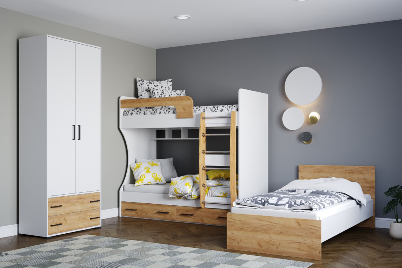 Лючия Детская модульная белый/дуб крафт золотой