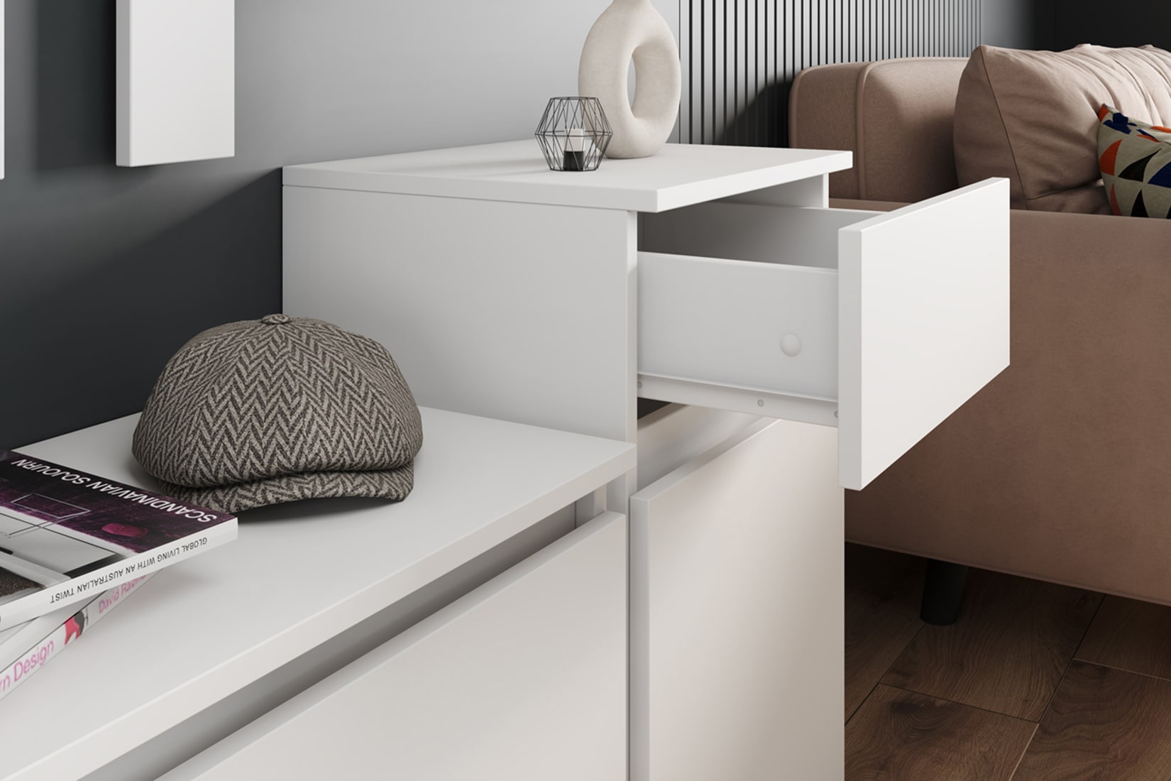 Мори прихожая модульная Белый, Графит