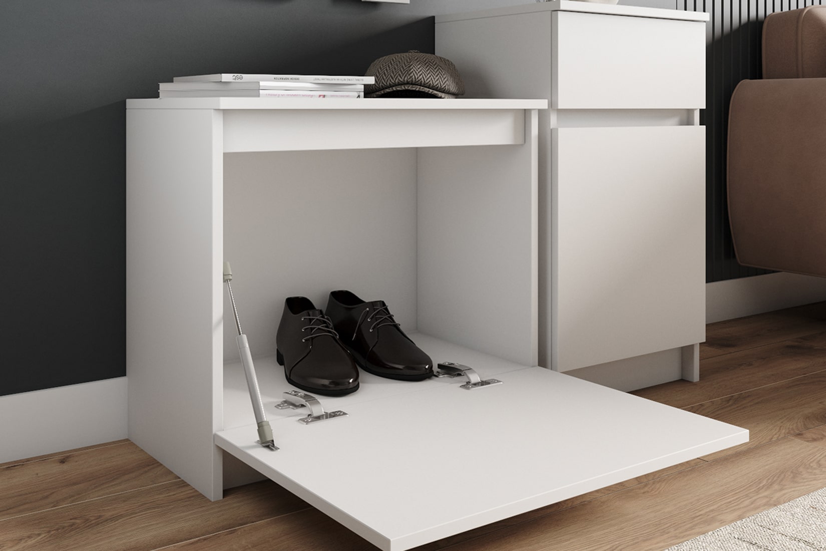 Мори прихожая модульная Белый, Графит