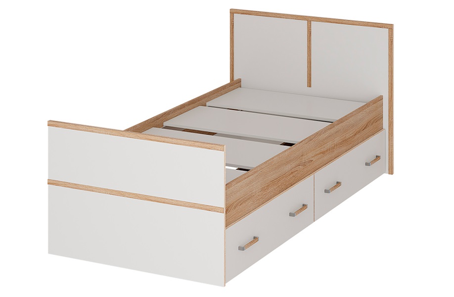 Сакура Кровать 90 Дуб сонома/Белый