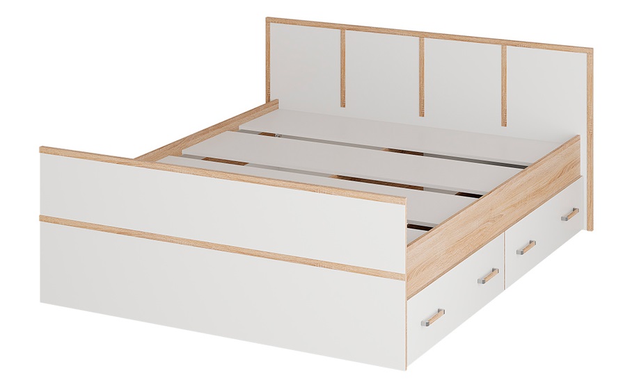 Сакура Кровать 160 Дуб сонома/Белый