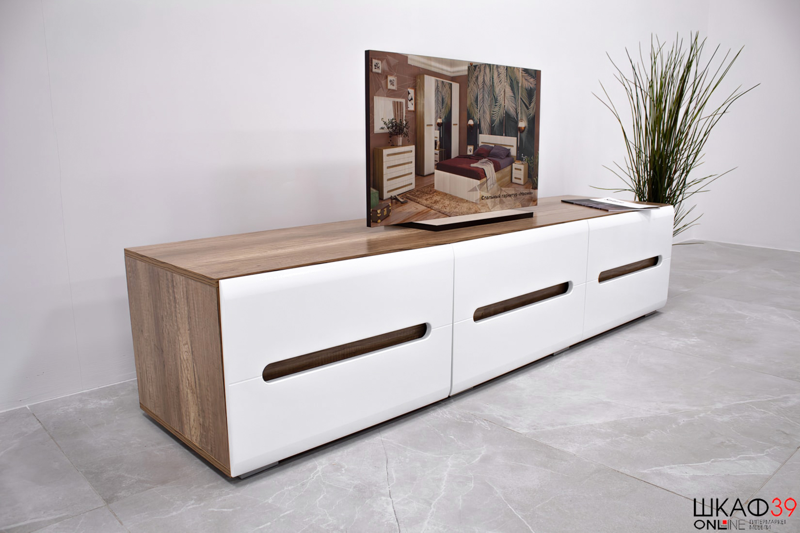 Наоми спальня/детская и гостиная Белый глянец/Дуб каньон (BTS)