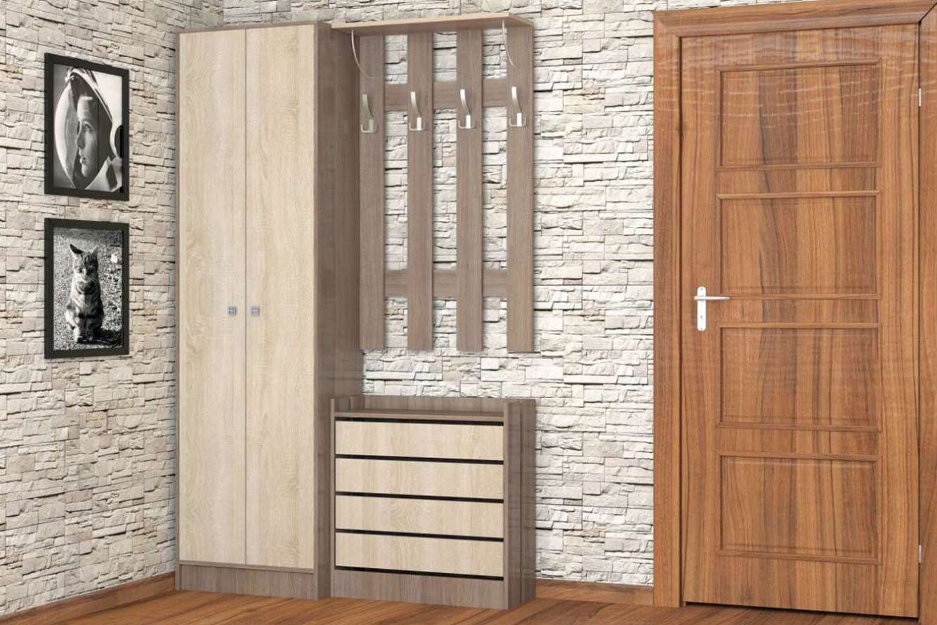 Ямайка прихожая модульная Ясень шимо темный/Дуб сонома