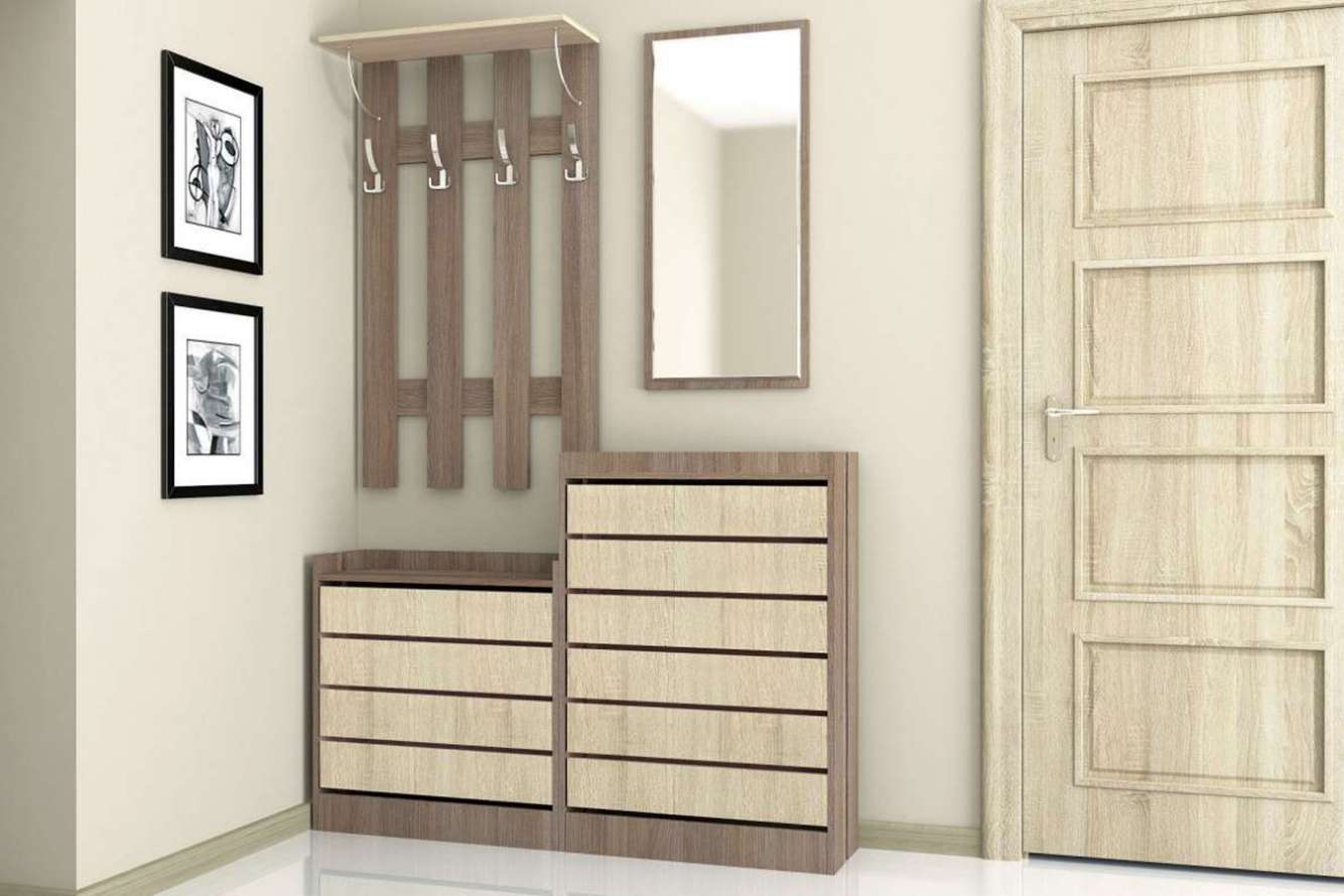 Ямайка прихожая модульная Ясень шимо темный/Дуб сонома