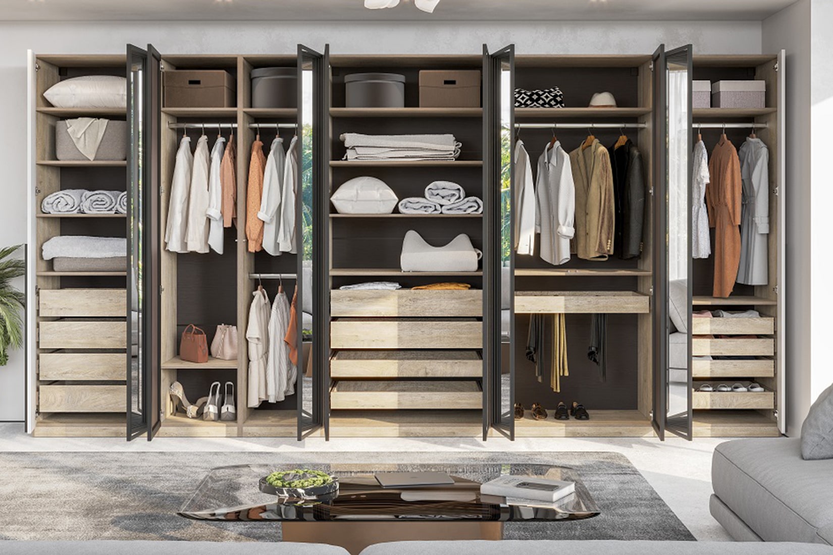 Этна гардеробная комната Дуб эндгрей необработанный/Софт грей