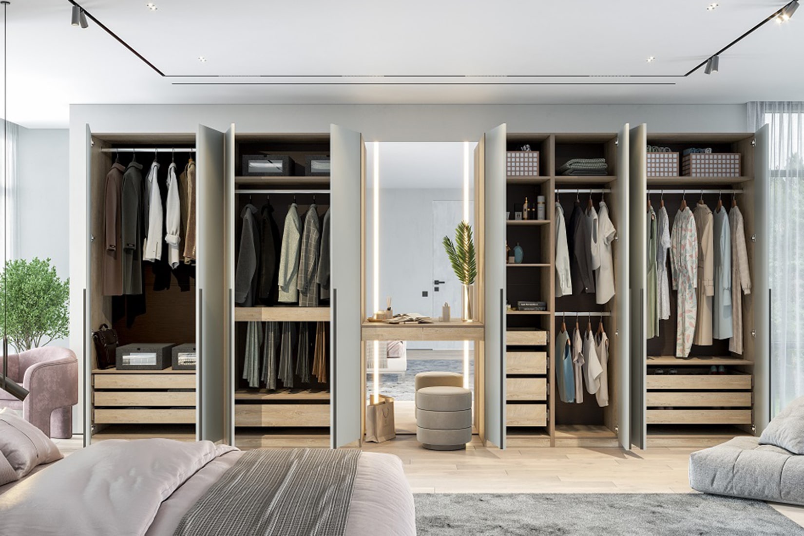 Этна гардеробная комната Дуб эндгрей необработанный/Софт грей