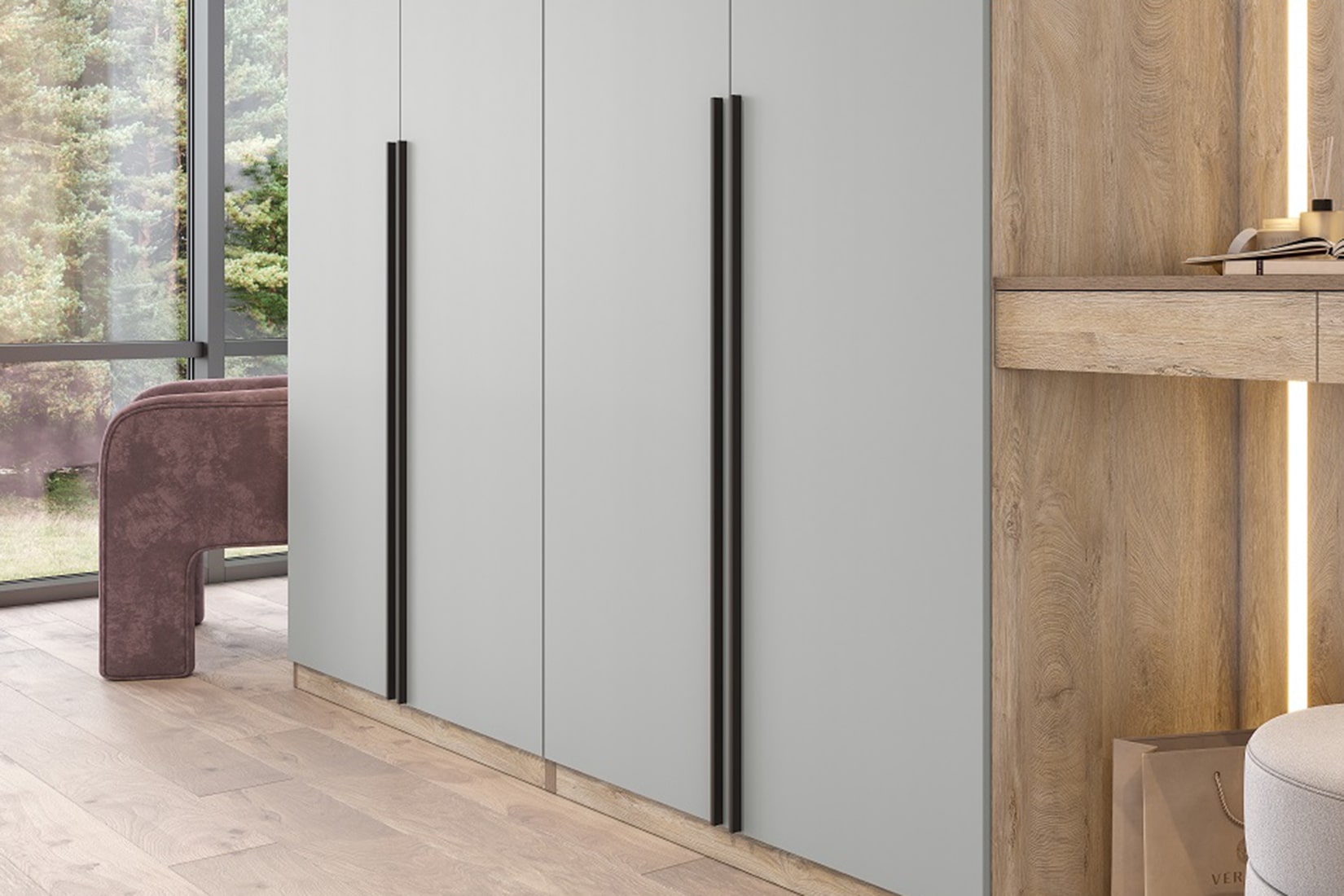 Этна гардеробная комната Дуб эндгрей необработанный/Софт грей